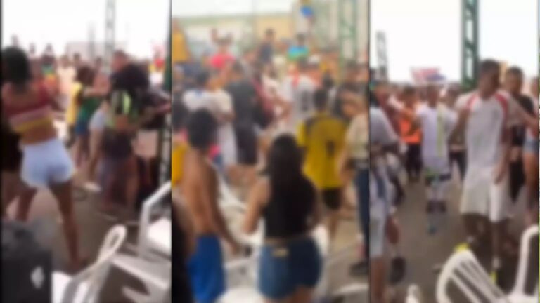 Mulheres puxam cabelos em briga generalizada durante partida de futebol; Veja vídeo