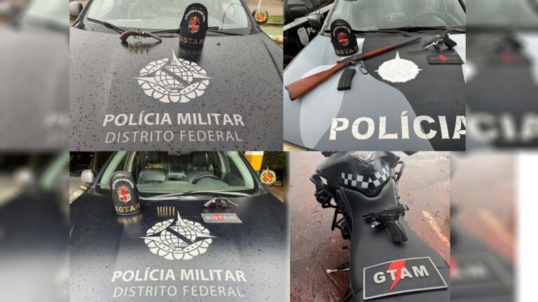 Policiais Militares do Distrito Federal apreenderam 5 armas no DF em 1 hora