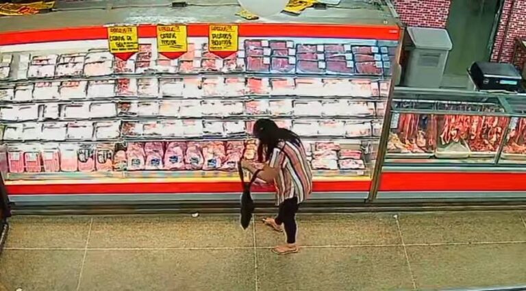 Vídeo: mulher é presa após furtar mais de R$ 5 mil em picanha no DF