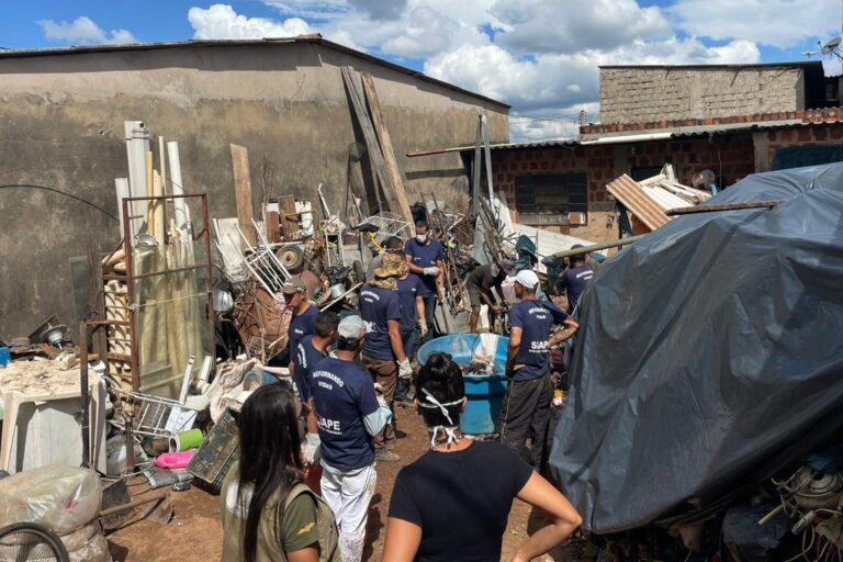 Equipes recolhem 170 toneladas de resíduos em casas de acumuladores em Arniqueira