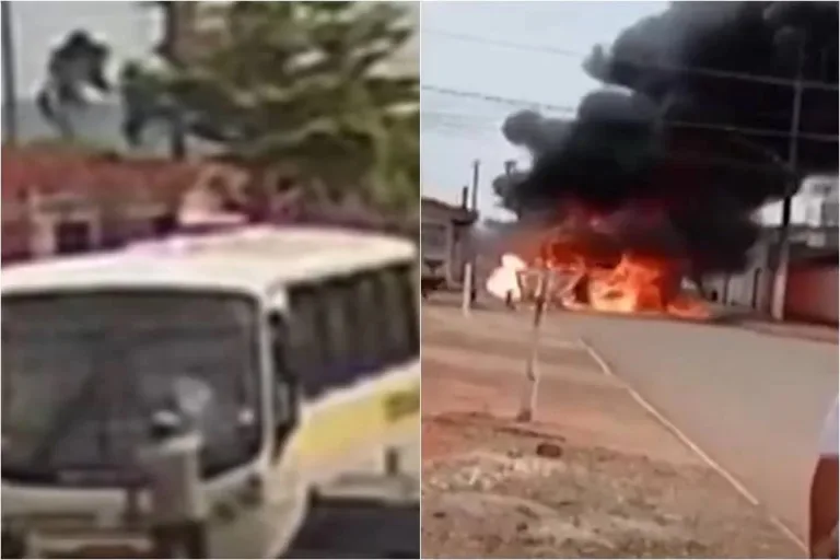Vídeo: em Goiás, homem coloca fogo em ônibus escolar com alunas dentro