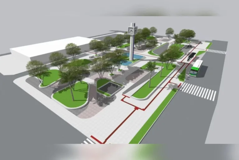 Obra de R$ 5 mi prevê paisagismo e fonte luminosa na Praça do Relógio