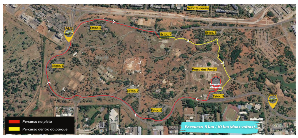 Mapa do percurso da corrida Corre Pro Match no Parque da Cidade