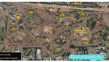 Mapa do percurso da corrida Corre Pro Match no Parque da Cidade