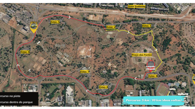Mapa do percurso da corrida Corre Pro Match no Parque da Cidade
