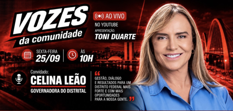 Celina Leão participa ao vivo do Vozes da Comunidade nesta sexta-feira, às 10h