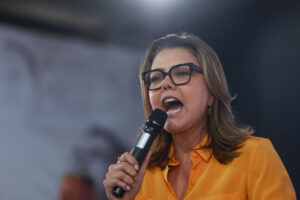 Senadora Leila do Vôlei durante convenção do PDT no Distrito Federal