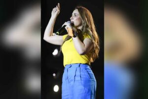 Mariana Naime durante ato de campanha no Distrito Federal